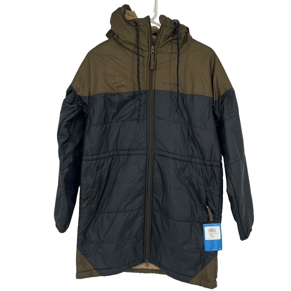 Columbia Garfield Peak Sherpa Lined Women XS Long Hooded Puffer Jacket NWT